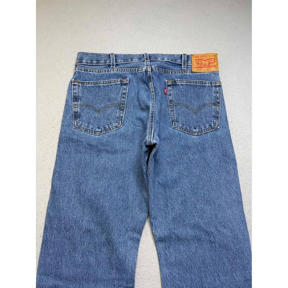 Levi's 517 Jeans Mens 34x32 Blue Bootcut Medium Wash Denim Pants Y2K